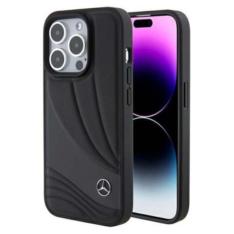 Mercedes MEHCP15L8ROLK iPhone 15 Pro 6.1" czarny/black hardcase Leather Wave Patern