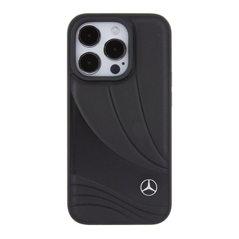 Mercedes MEHCP15L8ROLK iPhone 15 Pro 6.1" czarny/black hardcase Leather Wave Patern
