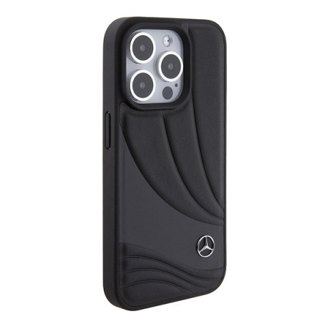 Mercedes MEHCP15L8ROLK iPhone 15 Pro 6.1" czarny/black hardcase Leather Wave Patern