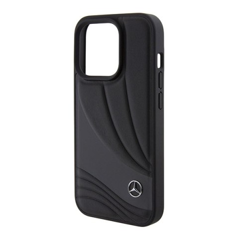 Mercedes MEHCP15L8ROLK iPhone 15 Pro 6.1" czarny/black hardcase Leather Wave Patern