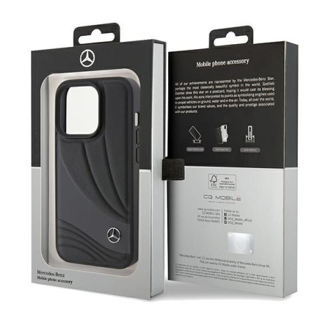 Mercedes MEHCP15L8ROLK iPhone 15 Pro 6.1" czarny/black hardcase Leather Wave Patern