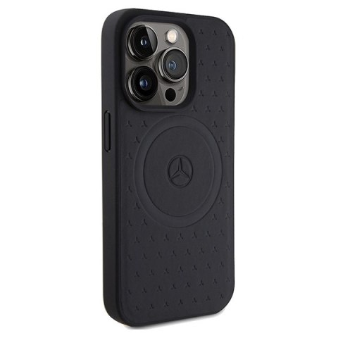 Mercedes MEHMP15L23RGSK iPhone 15 Pro 6.1" czarny/black hardcase Star Pattern Leather MagSafe