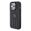 Mercedes MEHMP15L23RHSK iPhone 15 Pro 6.1" czarny/black hardcase Stripes Pattern Leather MagSafe