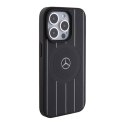 Mercedes MEHMP15L23RHSK iPhone 15 Pro 6.1" czarny/black hardcase Stripes Pattern Leather MagSafe