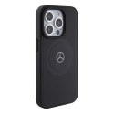 Mercedes MEHMP15L23RMMK iPhone 15 Pro 6.1" czarny/black hardcase Crossed Lines Pattern Leather MagSafe