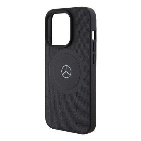 Mercedes MEHMP15L23RMMK iPhone 15 Pro 6.1" czarny/black hardcase Crossed Lines Pattern Leather MagSafe