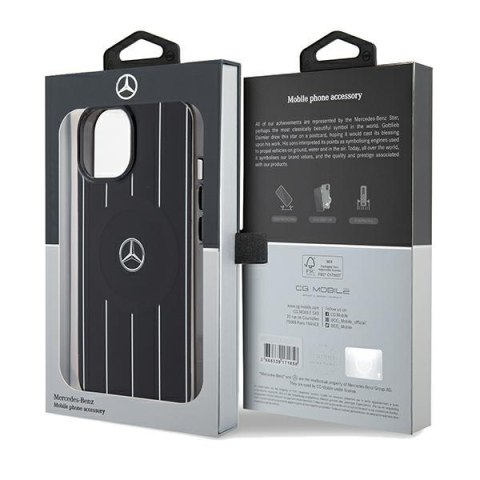 Mercedes MEHMP15S23HRSK iPhone 15 6.1" czarny/black hardcase Double Layer Crossed Lines MagSafe