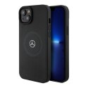 Mercedes MEHMP15S23RMMK iPhone 15 6.1" czarny/black hardcase Crossed Lines Pattern Leather MagSafe