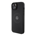 Mercedes MEHMP15S23RMMK iPhone 15 6.1" czarny/black hardcase Crossed Lines Pattern Leather MagSafe