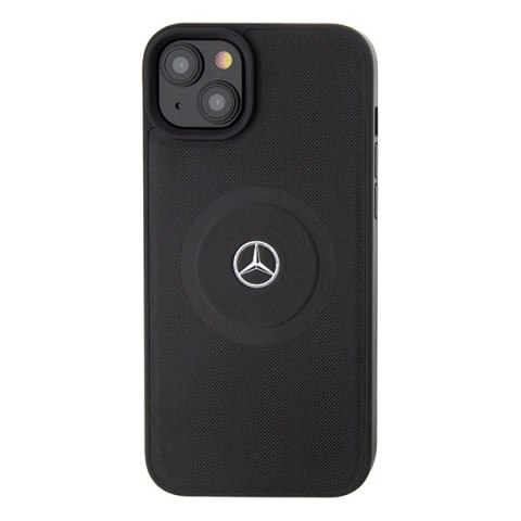 Mercedes MEHMP15S23RMMK iPhone 15 6.1" czarny/black hardcase Crossed Lines Pattern Leather MagSafe