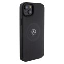 Mercedes MEHMP15S23RMMK iPhone 15 6.1" czarny/black hardcase Crossed Lines Pattern Leather MagSafe