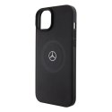 Mercedes MEHMP15S23RMMK iPhone 15 6.1" czarny/black hardcase Crossed Lines Pattern Leather MagSafe