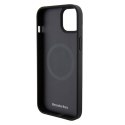 Mercedes MEHMP15S23RMMK iPhone 15 6.1" czarny/black hardcase Crossed Lines Pattern Leather MagSafe
