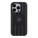Mercedes MEHMP15X23RHSK iPhone 15 Pro Max 6.7" czarny/black hardcase Stripes Pattern Leather MagSafe