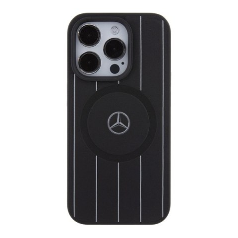Mercedes MEHMP15X23RHSK iPhone 15 Pro Max 6.7" czarny/black hardcase Stripes Pattern Leather MagSafe
