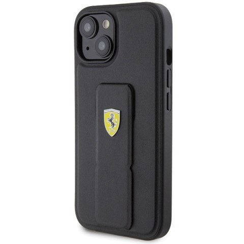 Ferrari FEHCP15SGSPSIK iPhone 15 / 14 / 13 6.1" czarny/black hardcase Grip Stand Metal Logo