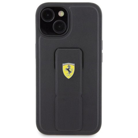 Ferrari FEHCP15SGSPSIK iPhone 15 / 14 / 13 6.1" czarny/black hardcase Grip Stand Metal Logo
