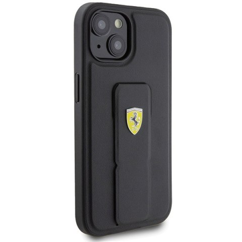 Ferrari FEHCP15SGSPSIK iPhone 15 / 14 / 13 6.1" czarny/black hardcase Grip Stand Metal Logo