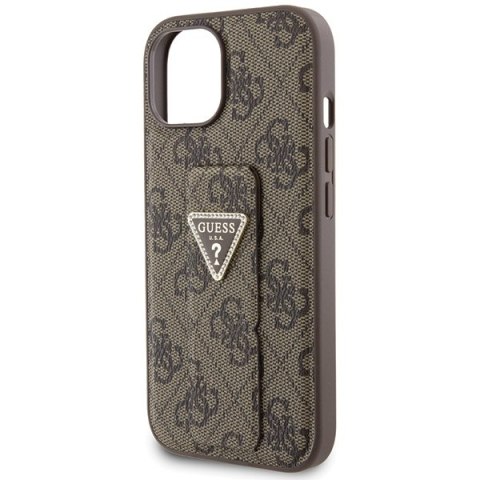 Guess GUHCP15SPGS4TDW iPhone 15 6.1" brązowy/brown hardcase Grip Stand 4G Triangle Strass
