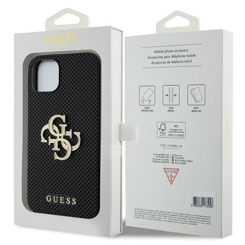 Guess GUHCP15SPSP4LGK iPhone 15 6.1" czarny/black hardcase Leather Perforated 4G Glitter Logo