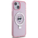 Karl Lagerfeld KLHMP15SHMRSCHP iPhone 15 6.1" różowy/pink hardcase Ring Stand Choupette Head MagSafe