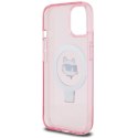 Karl Lagerfeld KLHMP15SHMRSCHP iPhone 15 6.1" różowy/pink hardcase Ring Stand Choupette Head MagSafe