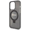 Guess GUHMP13XHRSGSK iPhone 13 Pro Max 6.7" czarny/black hardcase Ring Stand Script Glitter MagSafe