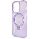 Guess GUHMP13XHRSGSU iPhone 13 Pro Max 6.1" fioletowy/purple hardcase Ring Stand Script Glitter MagSafe