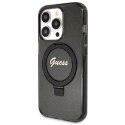 Guess GUHMP13LHRSGSK iPhone 13 Pro / 13 6.1" czarny/black hardcase Ring Stand Script Glitter MagSafe