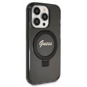 Guess GUHMP14XHRSGSK iPhone 14 Pro Max 6.7" czarny/black hardcase Ring Stand Script Glitter MagSafe