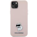 Karl Lagerfeld nakładka do iPhone 15 6,1" KLHCP15SSMHCNPP różowa HC SILICONE C METAL PIN