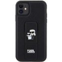 Karl Lagerfeld KLHCN61GSAKCPK iPhone 11 / Xr 6.1" czarny/black hardcase Gripstand Saffiano Karl&Choupette Pins