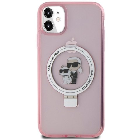 Karl Lagerfeld KLHMN61HMRSKCP iPhone 11 / Xr 6.1" różowy/pink hardcase Ring Stand Karl&Choupettte MagSafe