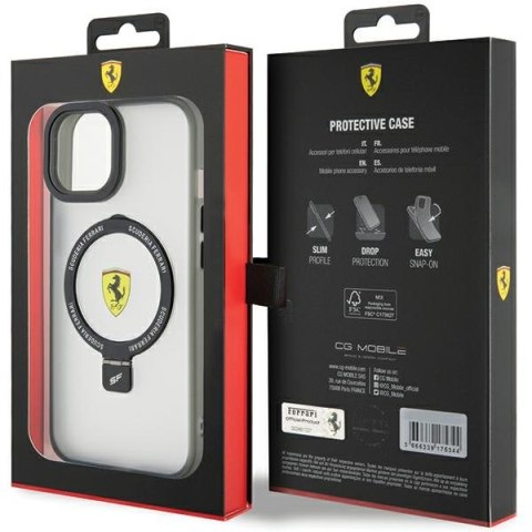 Ferrari FEHMP15MUSCAK iPhone 15 Plus / 14 Plus 6.7" transparentny dymny hardcase Ring Stand 2023 Collection MagSafe