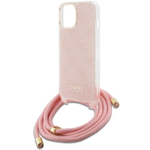 Guess GUHCP15SHC4SEP iPhone 15 / 14 / 13 6.1" różowy/pink hardcase Crossbody Cord 4G Print