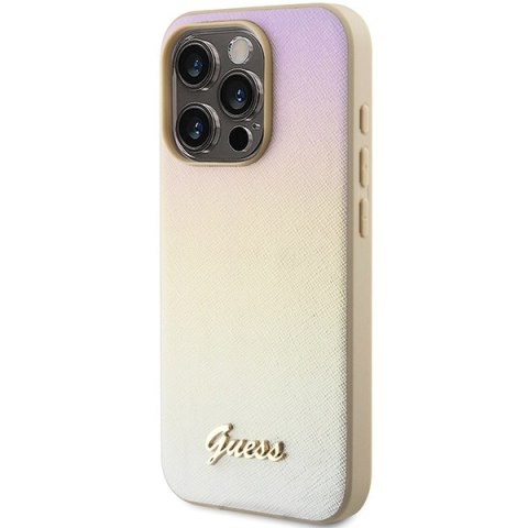 Guess GUHCP14XPSAIRSD iPhone 14 Pro Max 6.7" złoty/gold hardcase Saffiano Iridescent Script