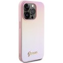 Guess GUHCP14XPSAIRSP iPhone 14 Pro Max 6.7" różowy/pink hardcase Saffiano Iridescent Script