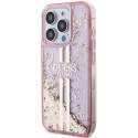 Guess GUHCP15XLFCSEGP iPhone 15 Pro Max 6.7" różowy/pink hardcase Liquid Glitter Gold Stripes