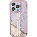 Guess GUHCP15XLFCSEGP iPhone 15 Pro Max 6.7" różowy/pink hardcase Liquid Glitter Gold Stripes