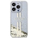 Guess GUHCP15XLFCSEGT iPhone 15 Pro Max 6.7" transparent hardcase Liquid Glitter Gold Stripes