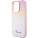 Guess GUHCP15XPSAIRSP iPhone 15 Pro Max 6.7" różowy/pink hardcase Saffiano Iridescent Script