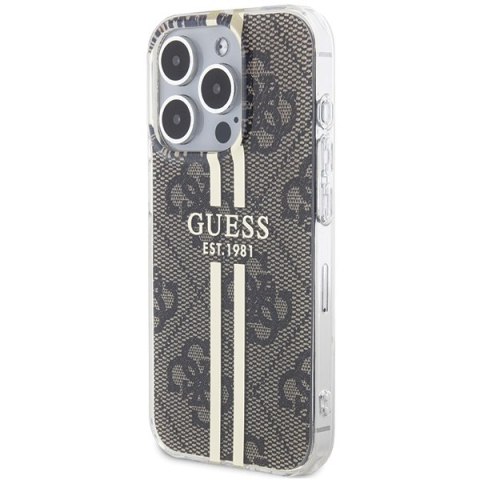 Guess GUHCP15LH4PSEGW iPhone 15 Pro 6.1" brązowy/brown hardcase IML 4G Gold Stripe