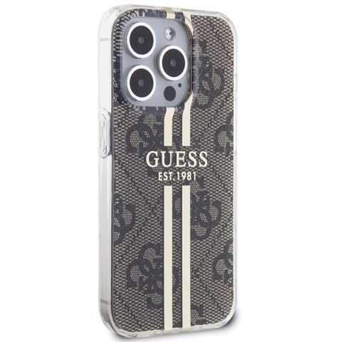 Guess GUHCP15LH4PSEGW iPhone 15 Pro 6.1" brązowy/brown hardcase IML 4G Gold Stripe
