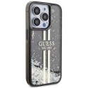 Guess GUHCP15LLFCSEGK iPhone 15 Pro 6.1" czarny/black hardcase Liquid Glitter Gold Stripes