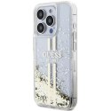 Guess GUHCP15LLFCSEGT iPhone 15 Pro 6.1" transparent hardcase Liquid Glitter Gold Stripes