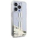 Guess GUHCP15LLFCSEGT iPhone 15 Pro 6.1" transparent hardcase Liquid Glitter Gold Stripes