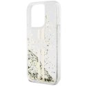 Guess GUHCP15LLFCSEGT iPhone 15 Pro 6.1" transparent hardcase Liquid Glitter Gold Stripes