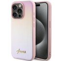 Guess GUHCP15LPSAIRSP iPhone 15 Pro 6.1" różowy/pink hardcase Saffiano Iridescent Script