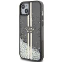 Guess GUHCP15MLFCSEGK iPhone 15 Plus / 14 Plus 6.7" czarny/black hardcase Liquid Glitter Gold Stripes