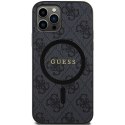 Guess GUHMP12MG4GFRK iPhone 12/12 Pro 6.1" czarny/black hardcase 4G Collection Leather Metal Logo MagSafe